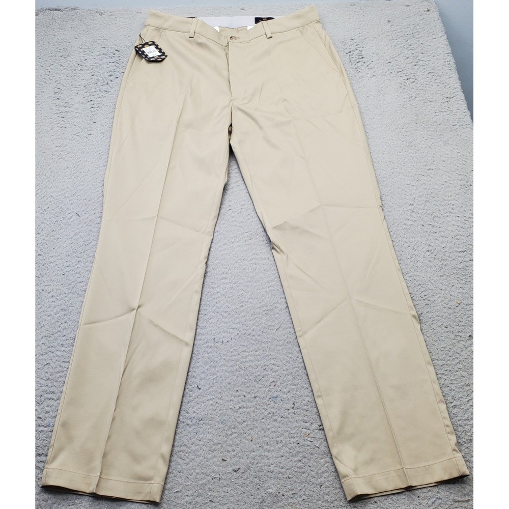 Tourney Golf Performance Pants‎ Men's 34/32 Brown Moisture Wicking Stretch Waist